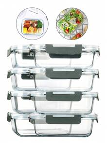 3pcs/Set 360/630/1030ml Food Storage Containers - Meal Prep Containers For Office, Back To School, Portable, Outdoor Lunch Glass Food Storage Containers With Lids, Stackable, Airtight Glass Meal Prep Containers, Freezer To Oven , Upgraded Snap Lock Transparent Food Salad Fruit PET Bento Lunch Boxes - Multicolor - View 1