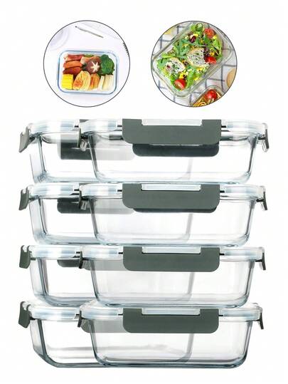 3pcs/Set 360/630/1030ml Food Storage Containers - Meal Prep Containers For Office, Back To School, Portable, Outdoor Lunch Glass Food Storage Containers With Lids, Stackable, Airtight Glass Meal Prep Containers, Freezer To Oven , Upgraded Snap Lock Transparent Food Salad Fruit PET Bento Lunch Boxes
