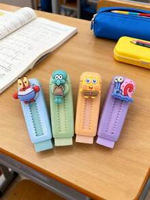 1pc/5pcs SpongeBob Themed Erasers, Creatively Designed And Adorable. Made Of High-Quality Materials, Smooth Surface, Easy To Wipe. Suitable For School And Office Use. An Ideal Choice For School Supplies, Teacher Gifts, And Durable Erasers. Also A Great Birthday Or Christmas Gift. - Multicolor - View 4