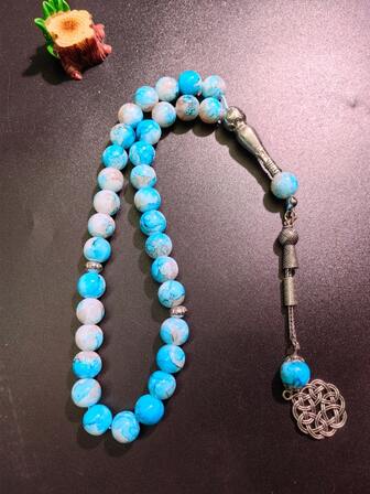 1套33颗10毫米念珠，玻璃材质，多种颜色可选，高品质念珠，适合（斋月、日常佩戴、礼品）