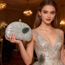Bolso bordado con cuentas al estilo chino retro, bolso de lentejuelas para cena o evento elegante - Plateado - Ver 6
