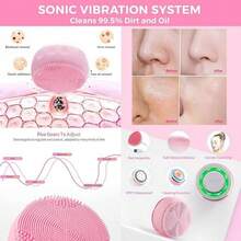 2 IN 1 Mini Electric Silicone Cleansing Brush Ultrasonic Cleansing Brush Massager USB Charging Waterproof Cleansing Device 600mAh