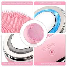 2 IN 1 Mini Electric Silicone Cleansing Brush Ultrasonic Cleansing Brush Massager USB Charging Waterproof Cleansing Device 600mAh