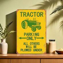 复古金属锡标牌：带有艺术品的飞行时间拖拉机海报 - 防水防尘 - 有趣的家居房间墙壁装饰 - 美学房间装饰 - 卧室装饰 - 节日装饰品 - 圣诞礼物。 - 彩色 - 查看 1