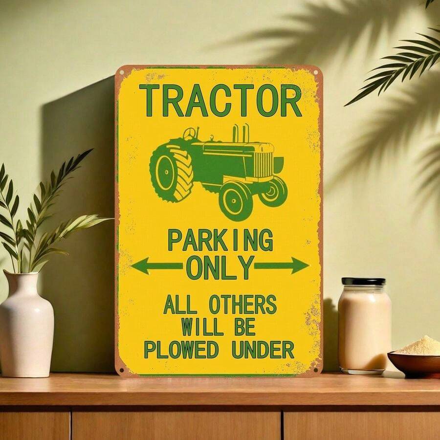 复古金属锡标牌：带有艺术品的飞行时间拖拉机海报 - 防水防尘 - 有趣的家居房间墙壁装饰 - 美学房间装饰 - 卧室装饰 - 节日装饰品 - 圣诞礼物。 - 彩色 - 查看 1