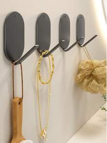 5pcs Strong Adhesive Hooks, No Drilling Needed, Stainless Steel Wall Hanger For Kitchen, Bathroom, Bedroom, Towel, Coat, Keys, Bags