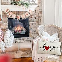 RABUSOFA Valentines Day Decor Red Heart Pillow Covers 12x20,Lumbar Valentines Day Throw Pillow Covers,Single Love Pillow Cases Valentine Decorations Home Couch