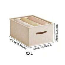 1/2pcs Beige Oxford Cloth Foldable Drawer-Style Clothing Storage Box Without Compartments For Closet, Jeans, And Sweater Organization. Decorations Autumn Decor Festival Decor Room Decor Home Decor Fall Decor Bedroom Decor - Beige - View 7