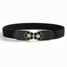 1件简约百搭五瓣花扣腰带，女士款 - 黑色 - 查看 11