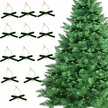 Adornos navideños de terciopelo con forma de lazo, adornos clásicos de campana, elegantes decoraciones colgantes para el hogar - Verde - Ver 1