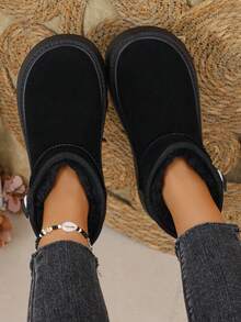 Fall/Winter Thick Sole Comfortable Slip-On Ankle Boots, Warm, Fashionable, Versatile,Fur Boots