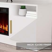 70 Inch Fireplace TV Stand Entertainment Center With 36" Fireplace, 70" Wooden TV Stand For TVs Up To 80", Media TV Console With High Gloss Storage Cabinet And 16 Colors LED Lights - 查看 6
