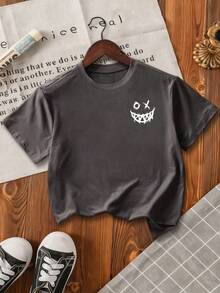 3pcs/Set Young Boys Graphic Print Short Sleeve T-Shirts - Dark Grey - View 2