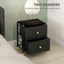 Faux Leather Bedside Table - Black - Default - View 5