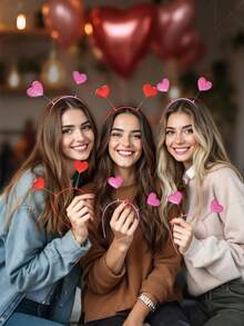 2 st. paljett-hjärtformat hårband, alla hjärtans dag-moderikt hårband, rött och rosa paljett-huvudbonad med cupidhuvuden, hårband med alla hjärtans dag-accessoarer för festtillbehör, romantiska håraccessoarer alla hjärtans dag, frierier, födelsedagar och nyårsfiranden, fest-/födelsedagsaccessoarer - Multifärgad - Visa 7