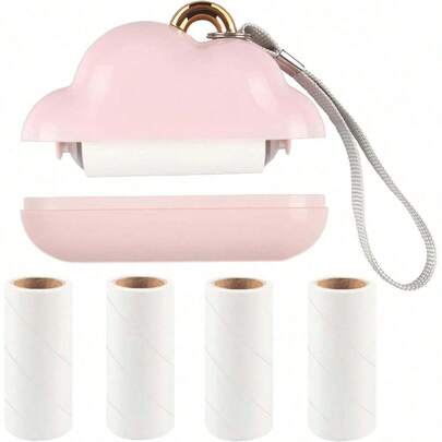 5 Packs Mini Reusable Lint Rollers, Travel Size, Portable Pet Hair Remover With 150 Replaceable Lint Roller Sheets (Pink, Blue, White, Black)