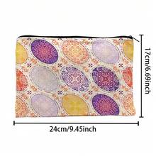 1pc Retro Holiday Style Polyester Canvas Cosmetic Bag, Large Capacity Double-Sided Printed Ladies Makeup Bag, Lightweight Travel Makeup Bag With Zipper, Multifunctional Mandala Print Design, Suitable For Women, Mixed Colors - Thoughtful Gift For Moms, Sisters, Friends, Daily Essential, Joyful Aesthetics, Zipper, Portable Storage Bag, Great Gift For Sisters
