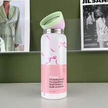 OWALAFreeSip   Insulated Stainless Steel Water Bottle With Straw For Sports, Travel And School Sports Bottle 32 Oz - Pink Bowknot-32oz - 查看 3