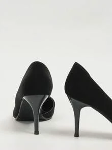 Fashionable Pointed Toe Side Hollow Sexy Slim Stiletto High Heel Women Pumps,Party Outfits,Elegant - Black - View 3