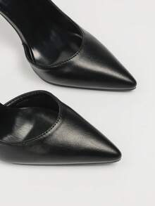 Retro European & American Sexy Nightclub Slim High Heel Shoes, Women's Super High Heel Pointed Toe Hollow Out Pumps, Party Outfits, Fashion Shoes, Elegant - Black - View 3