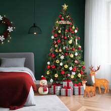 1.8 m Verde Árbol de Navidad Artificial Iluminado con Luces Cálidas Ramas Gruesas de PE y PVC Resistente al Fuego para Decoración de Casa Oficina Fiesta - Verde - Ver 1