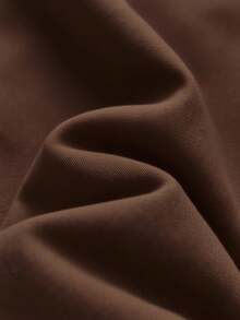 新款男士纯色简约百搭半拉链卫衣，时尚秋冬休闲宽松版型卫衣 - 棕色 - 查看 4