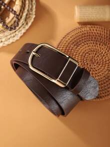 1pc Men's Black Pin Buckle Leather Belt, Casual S Waist Bel T Old Money Vintage Autumn/Fall Urban Outfit Classic Christmas Winter Fashion Daily Men Boyfriend Gift