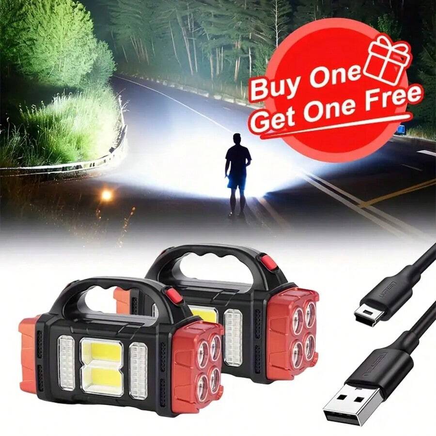 Buy 1 Get 1 Free,Solar-Powered LED Camping Lantern - Bright, Multi-Function LED Camping Light, 1000 Lumens, 4 Modes, USB Charging And Portable Design For Hiking Backpacking And Outdoor Adventure,Light Up Every Camping Trip! (USB Charging Is Convenient) - 紅色 - 查看 1