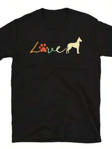 Love Great Dane Shirt - R Dog Shirts - Vintage Dog Shirts - Great Dane Gifts - Gift For Her - Pet Owner Gift - Great Dane Mom Tshirt,This Fun Printed Casual T-Shirt Is The Perfect Gift For Valentine's Day/Christmas - 款式14 - 查看 1