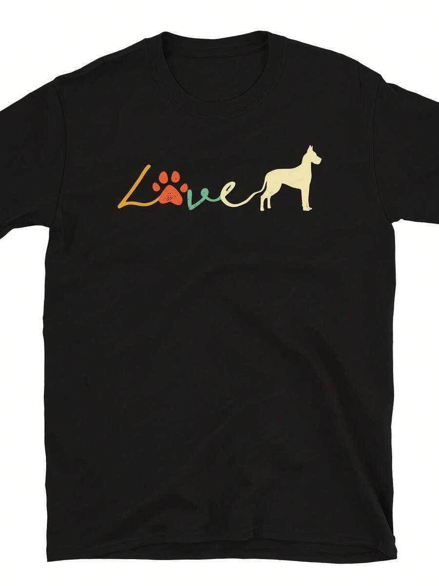 Love Great Dane Shirt - R Dog Shirts - Vintage Dog Shirts - Great Dane Gifts - Gift For Her - Pet Owner Gift - Great Dane Mom Tshirt,This Fun Printed Casual T-Shirt Is The Perfect Gift For Valentine's Day/Christmas - 款式14 - 查看 1