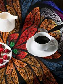 1 pieza Mantel con estampado de hojas, mantel rectangular impreso ligeramente resistente al agua, adecuado para decoración de restaurante y sala de estar - Multicolor - Ver 2