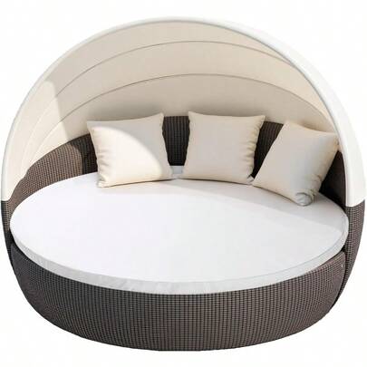 Outdoor Daybed Cushion Cover 66 Replacement For Sun Bed Cushions With Elastic Band Ideal For Patio And Garden Use Durable And WeatherResistant Round Bed Cushion Cover Cover ONLY Daybed NOT Included White