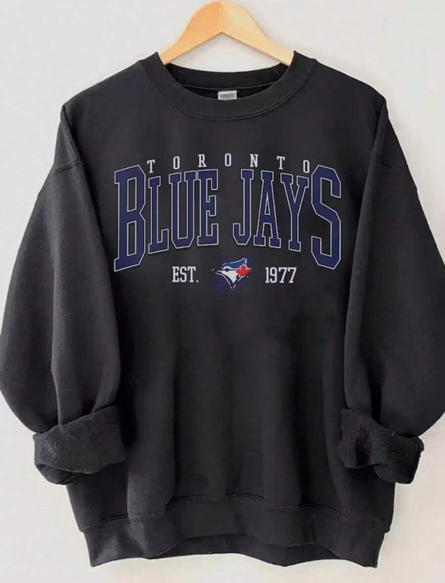 Sweatshirt, Toronto Baseball Hoodie, Vintage Baseball Fan Shirt, Shirt, Blue Jays Unisex Tee - 黑色 - 查看 1