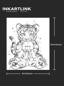 INKARTLINK 泰迪熊革命性纹身技术，半永久纹身，逼真纹身，暖心纹身，临时纹身，仿真纹身，防水，外观逼真，小众设计纹身，果汁纹身，植物纹身 - 黑色 - 查看 4