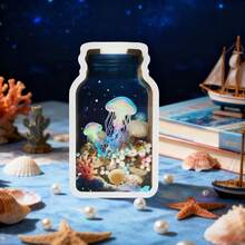 1pc Cute Star Shaped Piggy Bank, Creative "Jellyfish In A Bottle" Piggy Bank, Unique "Flowers And Girl" Piggy Bank, New Year Gift For Family, Friends, Roommates, Classmates, Desktop Decor And Storage, 1pc 3D Water Bottle Shaped Desktop Decor Piece, Acrylic Double-Sided Different Prints, Suitable For Dried Flowers And Artificial Plants, Multi-Functional Decor Piece - Multicolor - View 6