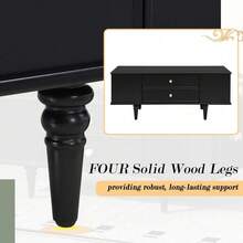 Holiday Coffee Table – 47" Modern Wood Table With Tempered Glass, Fluted Style & Drawers, Ideal For Christmas Living Room - Đen + MDF - Xem 7