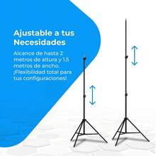 NK Soporte de Fondo para Fotografía Profesional de 1,50 x 2 Metros, Ajustable y Retráctible, 1 Trípode, 1 Barra Transversal entrelazada, 6 x Pinzas Resistentes, 1 Bolsa de Transporte portátil ✅ Entrega 24/72h a España (península) - Negro - Ver 5