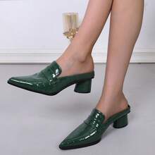 秋冬时尚女式穆勒一脚蹬圆跟拖鞋尖头圆柱形鞋跟女式高跟鞋奢华格子高跟凉鞋，橡胶鞋底，时尚女鞋专属迷你粗跟露背女式凉鞋，适合所有季节派对，女式高跟鞋注意：尺码偏大 - 尺码偏小，完美贴合