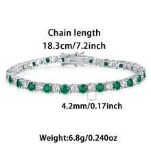 1pc Minimalist 925 Sterling Silver Cubic Zirconia Geometric Square Tennis Chain Bracelet For Women, Versatile For Daily Wear, Gift, Party, Vacation, Valentine's Day - Blue - View 4