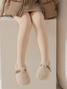1 Pc Of Girls' Tights For Winter Wear With Added Fleece Insulation, Kid's Tights, Thick Flesh Colored Pantyhose - Camel - View 9