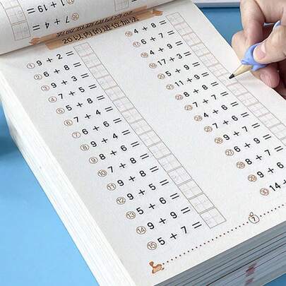 1 cuốn/64 trang, sách bài tập cộng và trừ từ 10 đến 100, bài toán phân tích và tổ hợp, bài tập tính nhẩm, đồ dùng văn phòng phẩm.