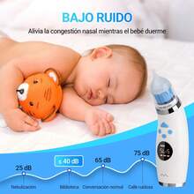 Aspirador  para Bebe, Aspirador  para Bebe Electrico con 3 Puntas de Silicona, 5 NivelesSucción Ajustables,Limpiador  Eléctrico, Saca Mocos para Bebe con Música y Luz (Blanco) - 1 - Ver 4