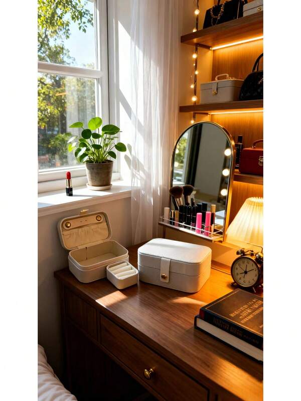 Mini boîte à bague portable, petit organiseur de bijoux pour les voyages - Étui cadeau en cuir élégant et compact pour boucles d'oreilles, colliers et accessoires - Parfait pour les occasions spéciales, les vacances et l'utilisation quotidienne - Idéal pour les femmes et les filles à la recherche de solutions de rangement élégantes - Gardez vos bijoux libres et facilement accessibles avec cette jolie mini-boîte