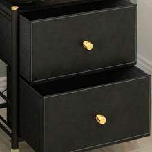 Faux Leather Bedside Table - Black - Default - View 8