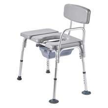 Bedside Commode Chair, 500 Lbs Weight Capacity, 4-In-1 Portable Toilet And Raised Toilet Seat With Padded Seat And Backrest, Detachable 5L Bucket, Adjustable Height Adult Potty Chair For Seniors - Wheelless Backrest Single Aluminum Soft Seat Cushion 500 Lbs - View 8