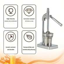 不锈钢手动榨汁机 - 商用及家用皆宜，结构坚固耐用，易于清洁，无需电源，适用于橙子、葡萄柚、柠檬、苹果、浆果、蔬菜等水果 - 餐厅及家庭厨房的理想之选 - 彩色 - 查看 8