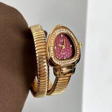 gedi 1 件装女士蛇形手镯手表时尚手链手表 Vogue Girls 品牌石英手表 - 金色 - 查看 5