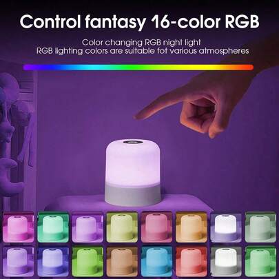 Luz nocturna recargable por USB de 3 colores/16 colores, lámpara de mesita de noche cilíndrica, iluminación ambiental RGB, adecuada para dormitorios, fiestas y salas de juegos