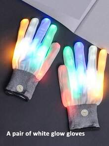男女款 LED 闪光手套，7 种照明模式，休闲针织面料，无需电池激活，色彩鲜艳的派对配饰，节日手套 | 活力夜光手套 | 手套