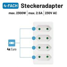 CILIA 1/2pcs EU Standard 4-In-1 Universal Power Outlet Adapter, Compact Design, Suitable For Office, Kitchen, Living Room, White - EU E Type Plug(220-240V) - View 6